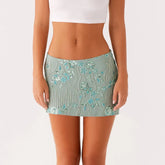 BXOXO Women Y2K Sequin Mini Skirt Low Waist Sparkle Beaded Short Skirt Glitter Shiny Bodycon Skirt Night Out Party